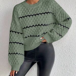 Green Patterned Women's Sweater